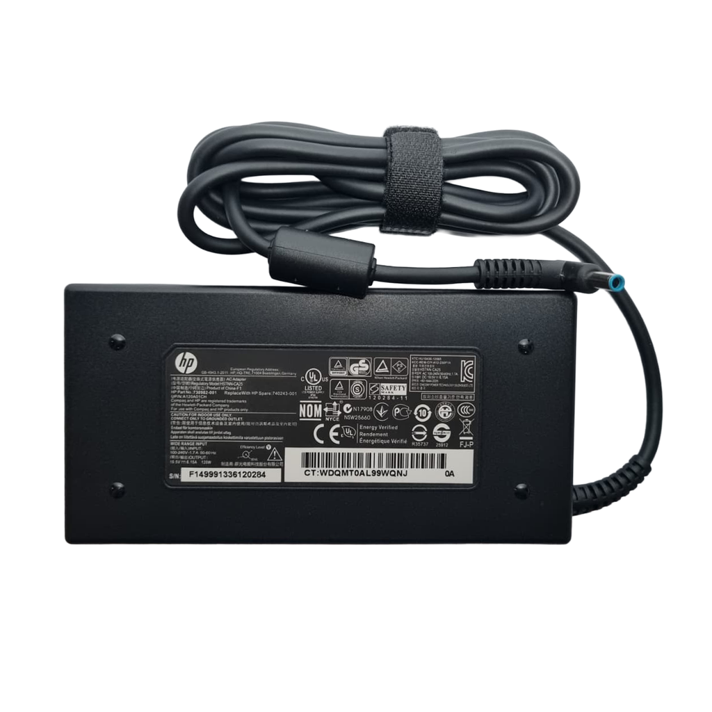 CARGADOR PARA LAPTOP HP 19.5V 6.15A 120 WATTS PIN CENTRAL PLUG CELESTE 4.5*3.0