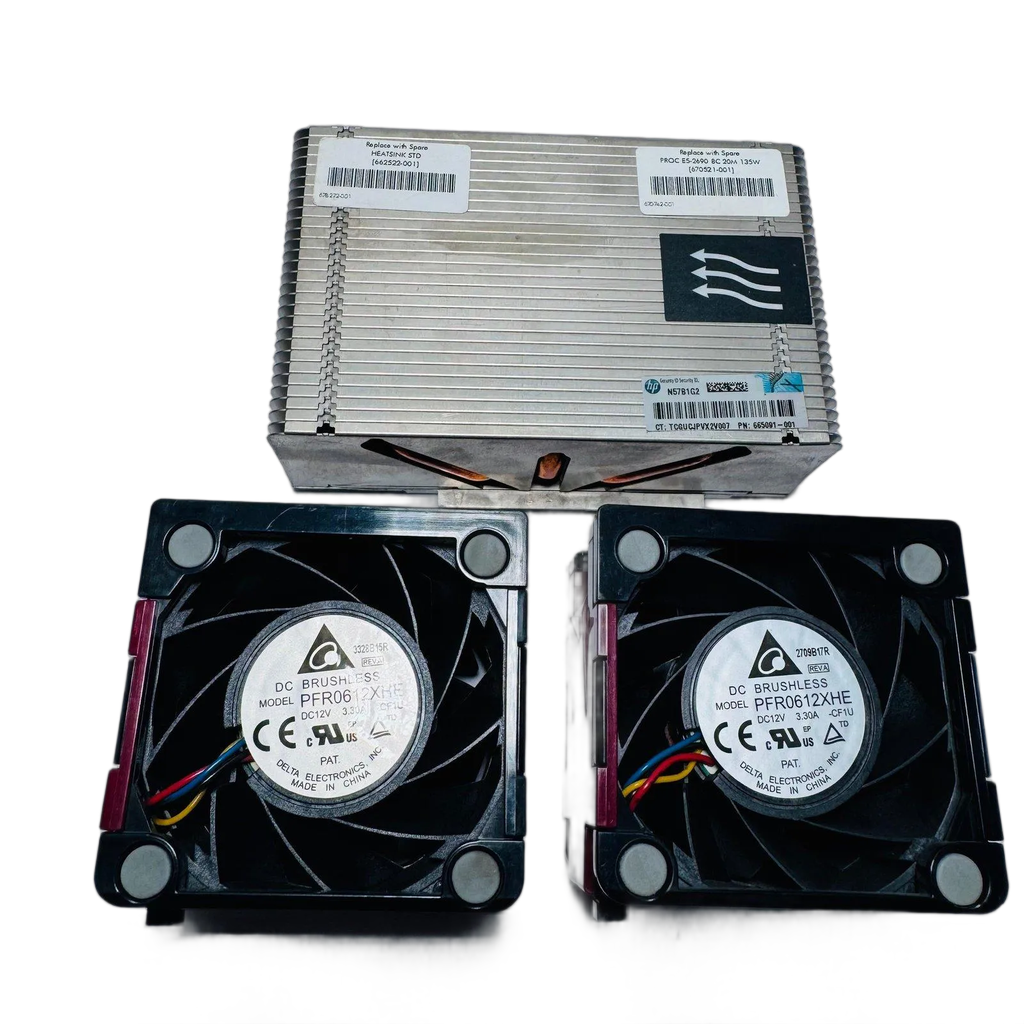 KIT DE VENTILADORES + DISIPADOR TÉRMICO HP DL380, DL380P G8 N/P 654577-001 Servidor HP
