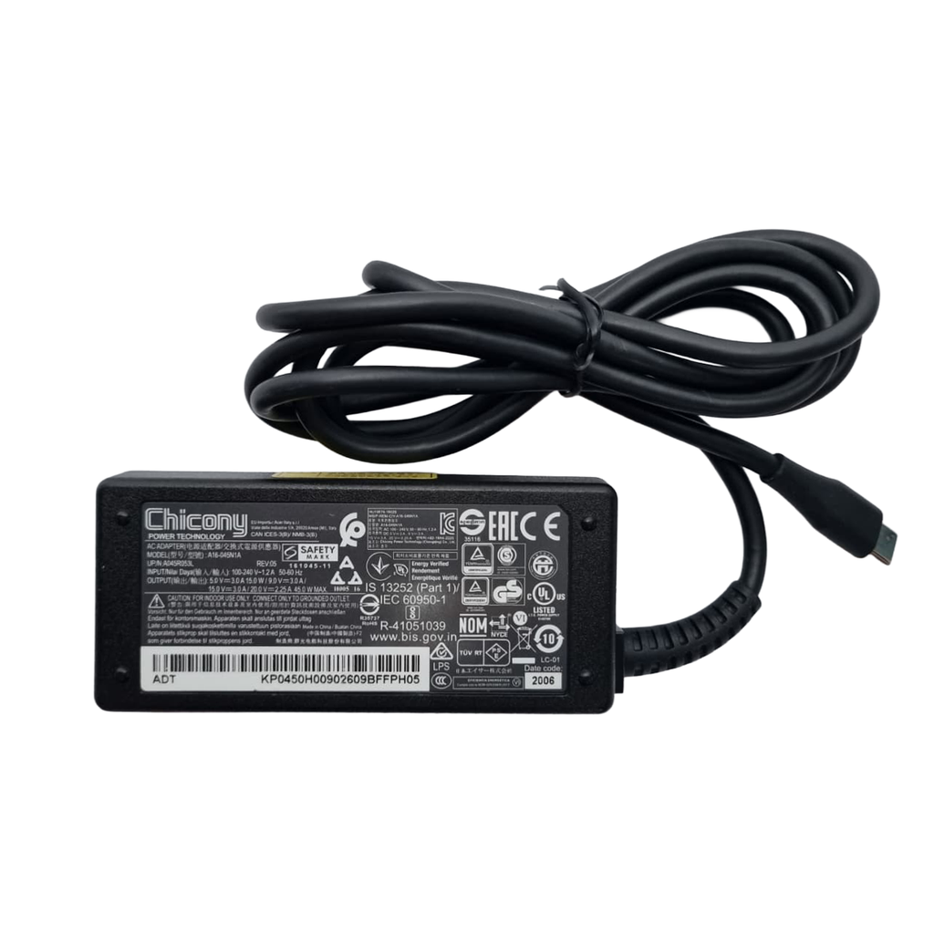 CARGADOR ACER 15V 3A / 20V 2.25A 45W USB-C.